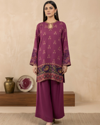 Magenta Silk Short Kurta & Palazzo Set
