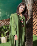 Forest Green Multicolour Hand Embroidered Shamboz Silk Set
