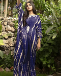 Navy & White Shibori Tie-Dye Silk Kaftan