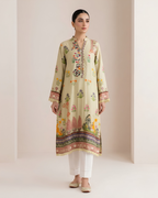 Olive Green Digital Print Loomnet Kurta