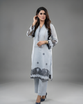 Ice Blue Laser Cut Silk Lawn Kurta Set