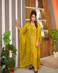 Mustard  Print Silk Kaftan