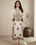 Off White Tilla Resham Floral Jaal Loomnet Kurta Set