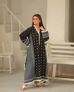 Black Mirror Work Cotton Embroidered Dress