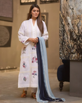 White Chikankari Multicolour Floral Embroidered Kurta
