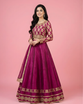 Pink Jamawar Lehenga Choli with Gold Medallion