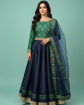 Green & Navy Jamawar Lehenga Choli with Organza Dupatta