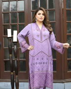 Lilac Schiffli Cutwork Chicken Lawn 2-Piece Kurta Set