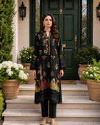 Black  Digital Print Loomnet Kurta