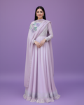 Lilac Korean Silk Princess Cut Dress – Silver Embellished