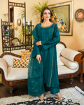 Dark Green Korean Silk 3-Piece Suit