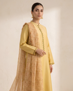 Yellow Loomnet Hand Embroidered Floral Kurta Set