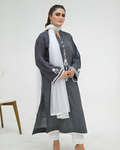 Black & White Striped Lawn Kurta with Mandarin Collar