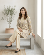 Fawn Kantha Printed Loomnet Jacket & Trouser Set