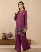 Magenta Silk Short Kurta & Palazzo Set