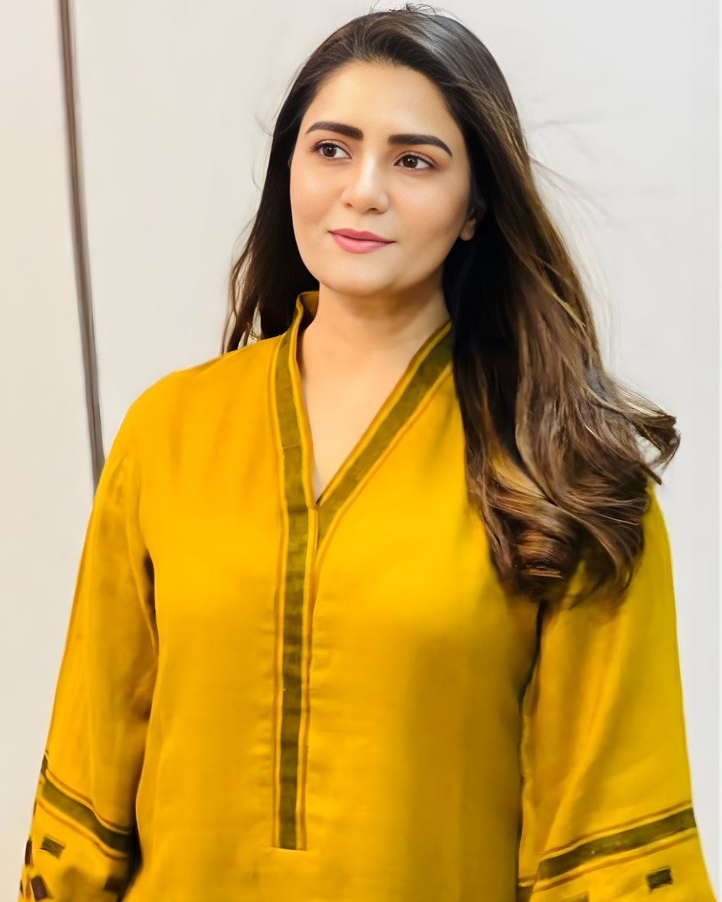 Mustard Woven Geometric Bell Sleeve Shawl Kurta
