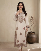 Off White Tilla Resham Floral Jaal Loomnet Kurta Set