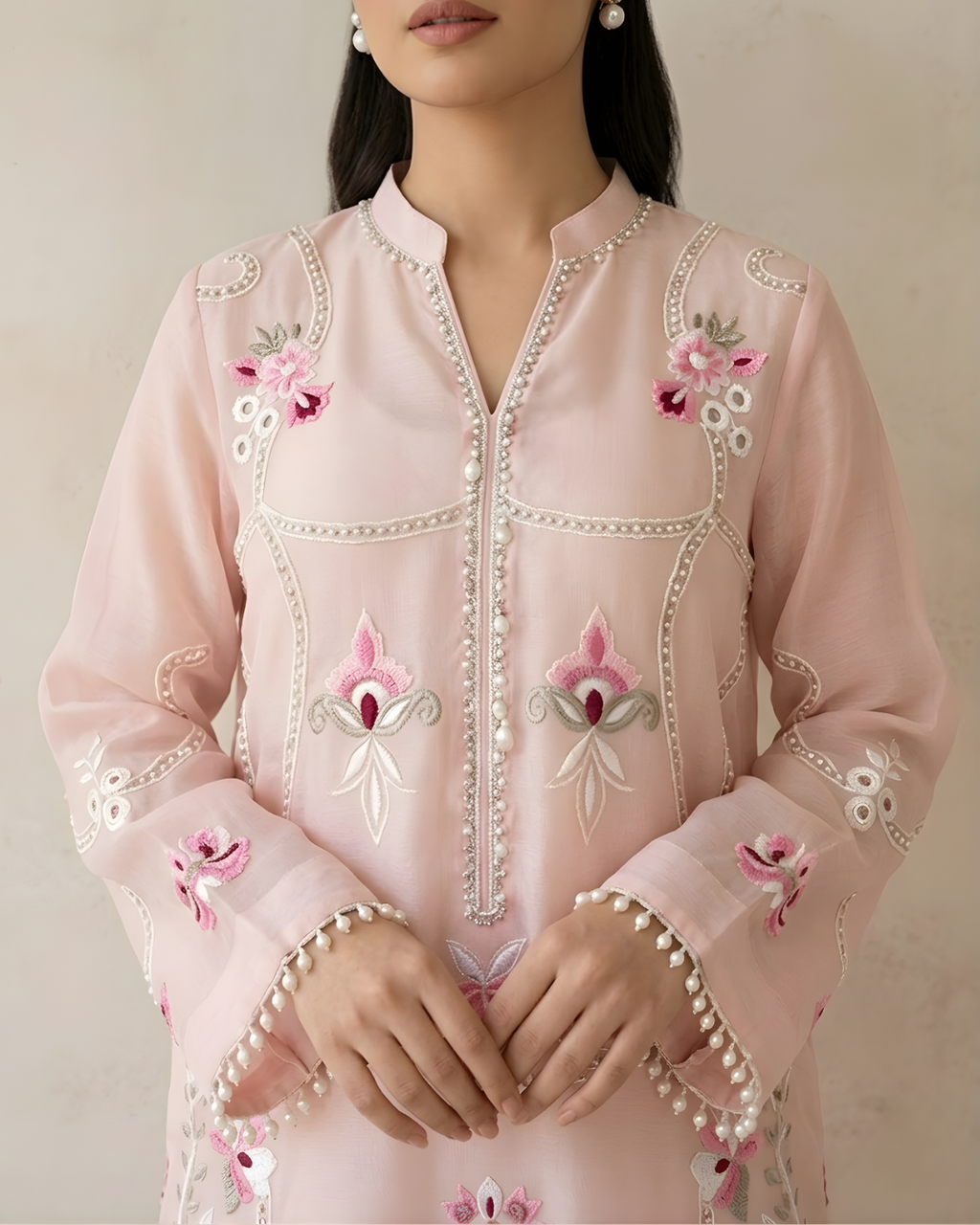 Arri Floral Embroidered Silk Lawn Kurta Set