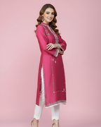 Mulberry Pink Mirror Work Loomnet Kurta Set