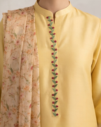 Yellow Loomnet Hand Embroidered Floral Kurta Set