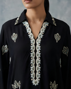 Black Hand Embroidered Grip Kurta Set