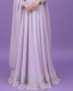 Lilac Korean Silk Princess Cut Dress – Silver Embellished