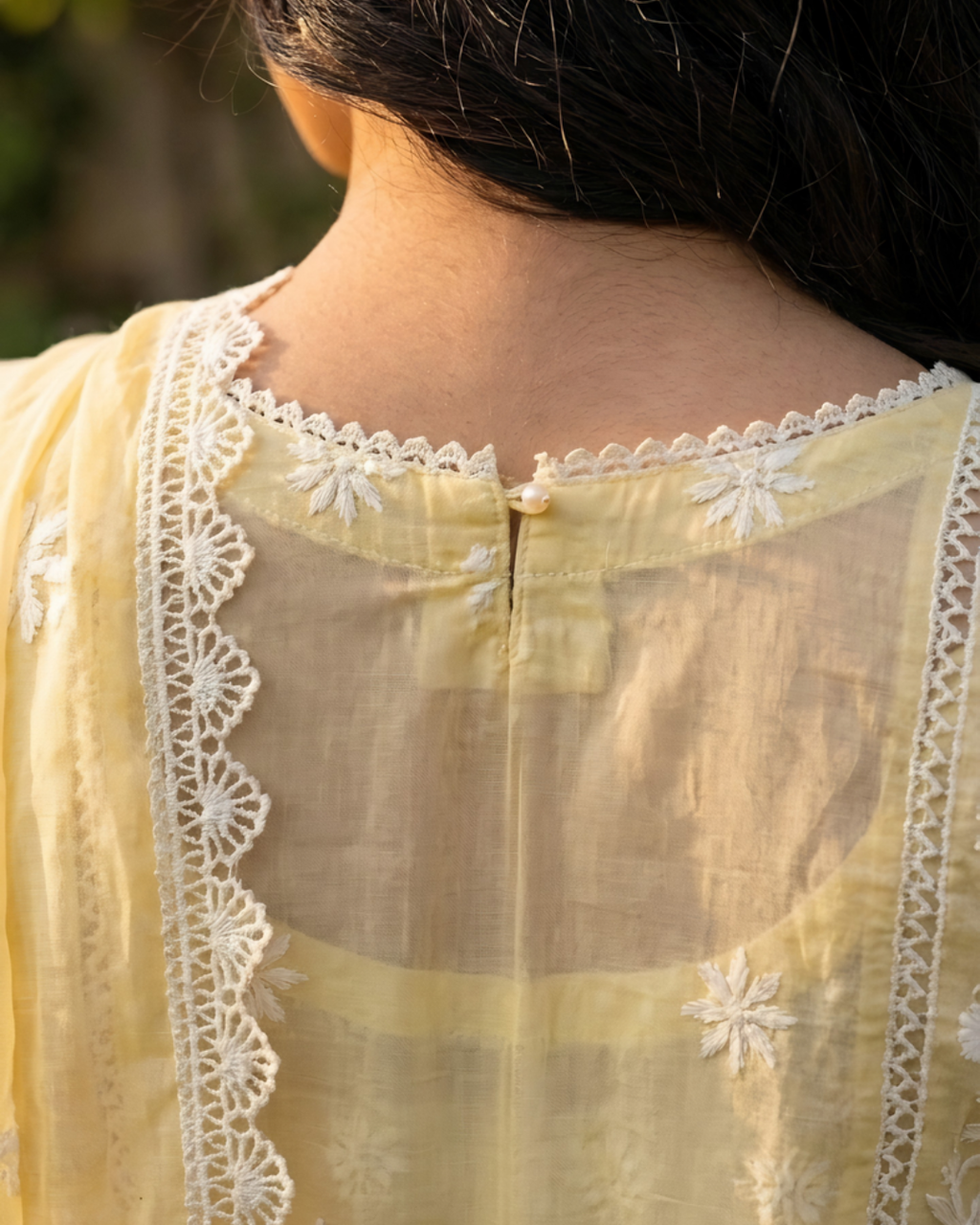 Yellow Hand Embroidered Geometric Ralli Silk Lawn Kurta Set