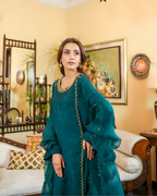 Dark Green Korean Silk 3-Piece Suit