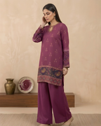 Magenta Silk Short Kurta & Palazzo Set