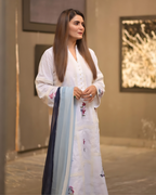 White Chikankari Multicolour Floral Embroidered Kurta