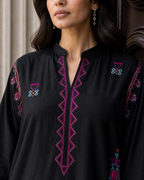Black Patchwork Loomnet Kurta