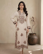 Off White Tilla Resham Floral Jaal Loomnet Kurta Set