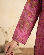Pink Silk Lawn Kanta Embroidered Kurta