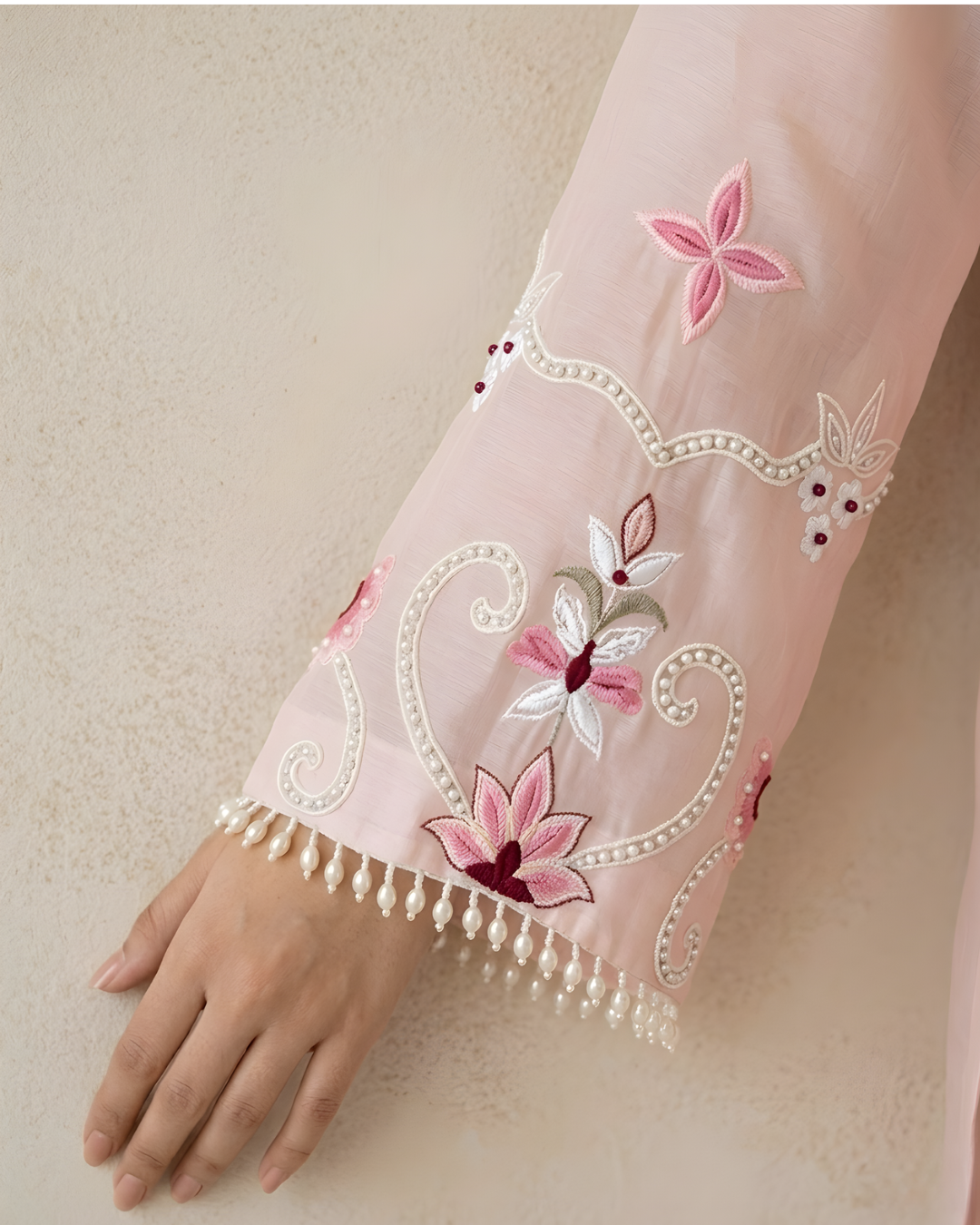 Arri Floral Embroidered Silk Lawn Kurta Set