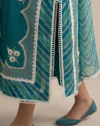 Blue Tussal Silk Embroidered Kurta Set