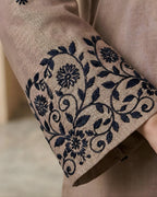 Coffee Brown Block Print Floral Jaal Loomnet Kurta