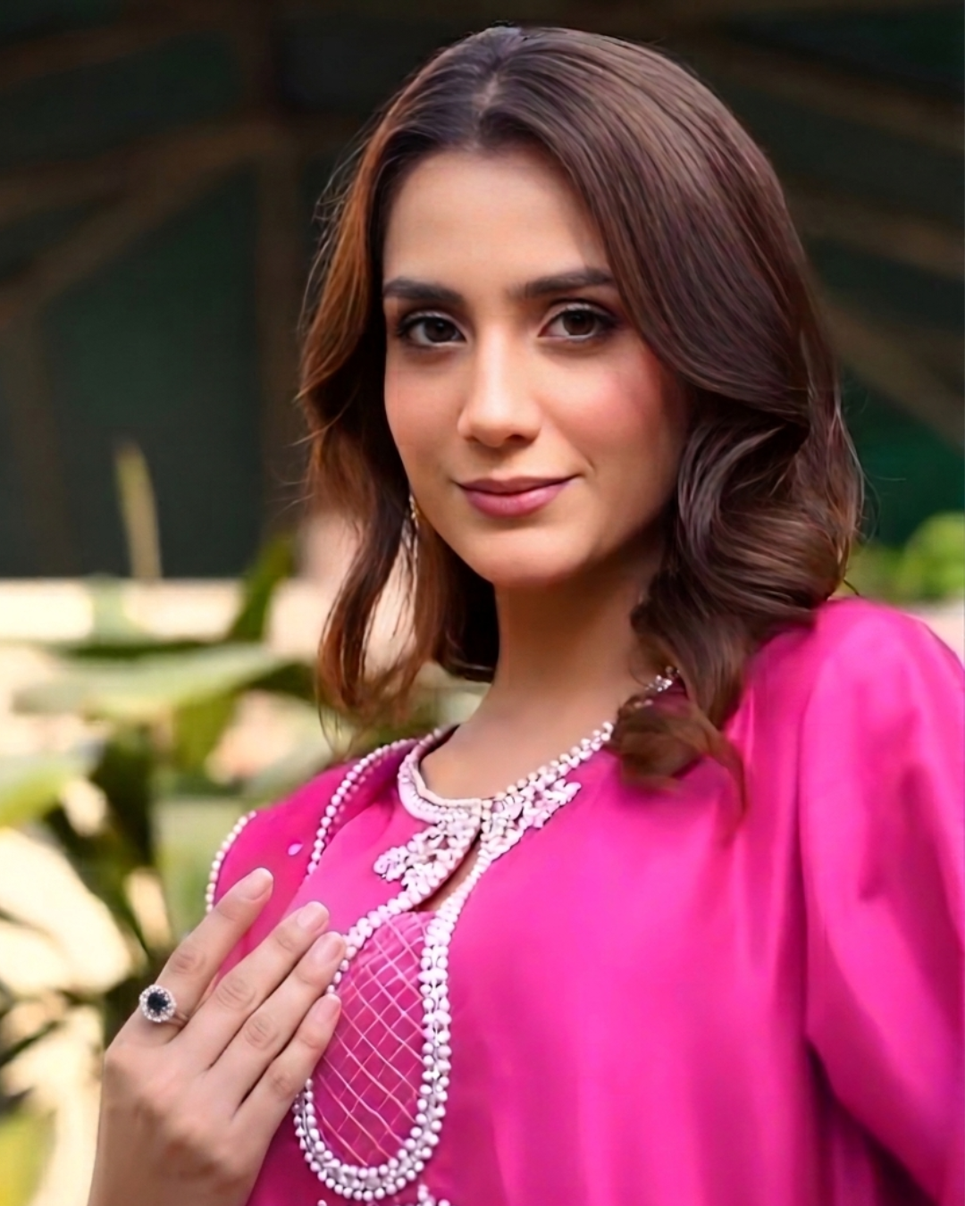 Fuchsia Sequin Embellished Tussel Silk 3-Piece Set
