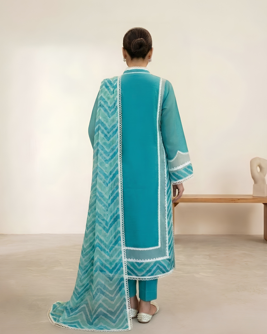 Blue Tussal Silk Embroidered Kurta Set
