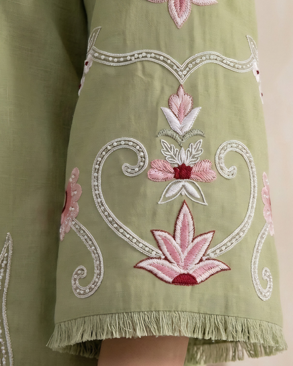 Green Arri Floral Embroidered Silk Lawn Kurta Set