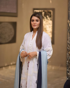 White Chikankari Multicolour Floral Embroidered Kurta