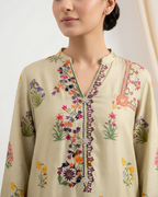 Olive Green Digital Print Loomnet Kurta
