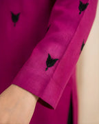 Fuchsia Geometric Patchwork Loomnet Kurta Set