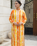 Tie-Dye Sequin Embroidered Loomnet Kurta – Orange & Yellow
