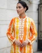 Tie-Dye Sequin Embroidered Loomnet Kurta – Orange & Yellow
