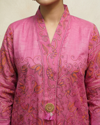 Pink Silk Lawn Kanta Embroidered Kurta