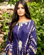 Navy & White Shibori Tie-Dye Silk Kaftan