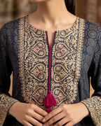 Embroidered Ajrek Silk Kurta