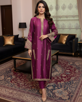 Magenta Silk 3-Piece Suit with Heavy Gold Marori Embroidery