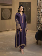 Purple Velvet 3-Piece Suit with Gold Marori Embroidered Panels